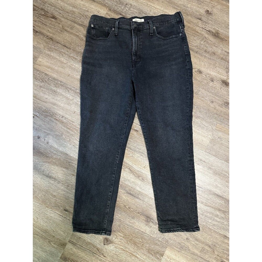 Madewell The Perfect Vintage Jeans Size 32 Black High Rise Tapered Leg Mom